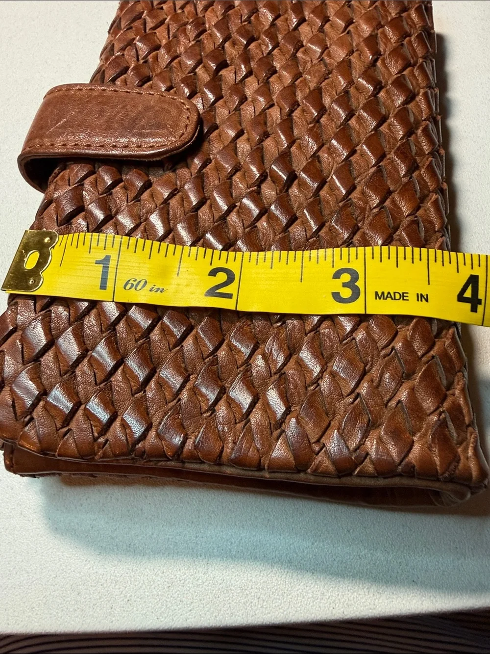 Woven Vilenca Holland Leather Wallet - Cognac Brown